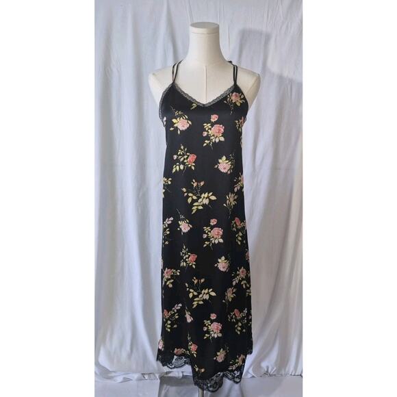 New R13 Womens Black Floral 100% Silk Lace Back Slip Midi Dress Small - Picture 4 of 13
